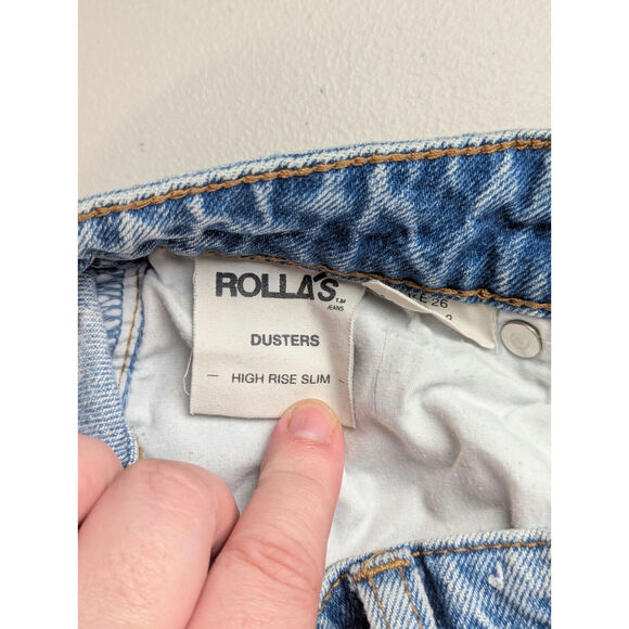Rollas High Rise Slim Dusters Denim Jeans Womens 26 Light Wash Retro Classic - Picture 5 of 9